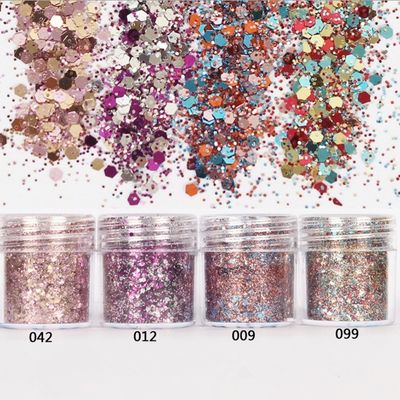 365 colores Chunky Glitter para las uñas y el cuerpo Excelente efecto de arte de uñas Polvo de brillo biodegradable