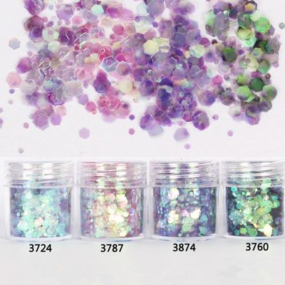 365 colores Chunky Glitter para las uñas y el cuerpo Excelente efecto de arte de uñas Polvo de brillo biodegradable