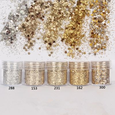 365 colores Chunky Glitter para las uñas y el cuerpo Excelente efecto de arte de uñas Polvo de brillo biodegradable