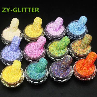 Uñas de dibujo Cristal Diamante en polvo y Tweed en polvo Delicado Rosa Sal de Mar Uñas de Dedo Mezcladas con Polvo Polarizante