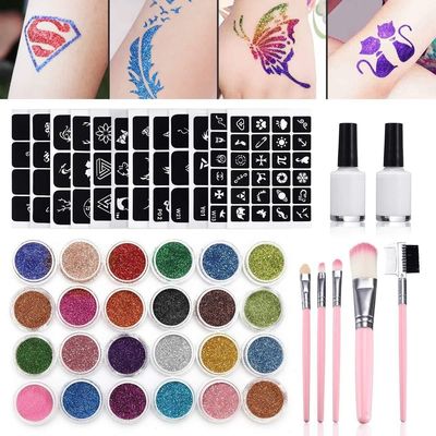 Conjunto de tatuajes de brillo ecológicos para la ocasión de Diwali No tóxico e hipoalergénico