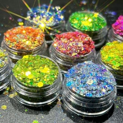 OEM/ODM Sí Camaleón Ojo de Gato Brillo Sequins Maquillaje Dedo Uña Belleza DIY Arenas rápidas Mahjong Gota pegamento Uña Parche de uñas Brillo