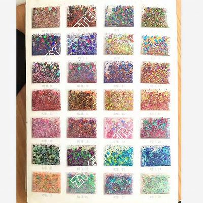 Colorido Brillo Polvo Arte de uñas Artesanías Decoraciones para interiores Navidad Fiestas Holográfico Poliéster Chunky mezclas a granel