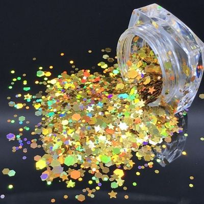 Otros suministros navideños Corte a presión Impresión holográfica de plata Chunky Glitter con mezclas de estrellas