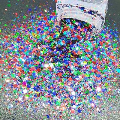Poliéster Arco iris brillante Caramelo Brillante Mezcla de formas Chunky Confeti Brillante personalizado para sus necesidades