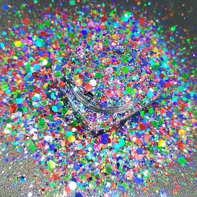Poliéster Arco iris brillante Caramelo Brillante Mezcla de formas Chunky Confeti Brillante personalizado para sus necesidades