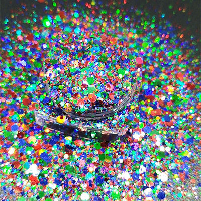 Poliéster Arco iris brillante Caramelo Brillante Mezcla de formas Chunky Confeti Brillante personalizado para sus necesidades