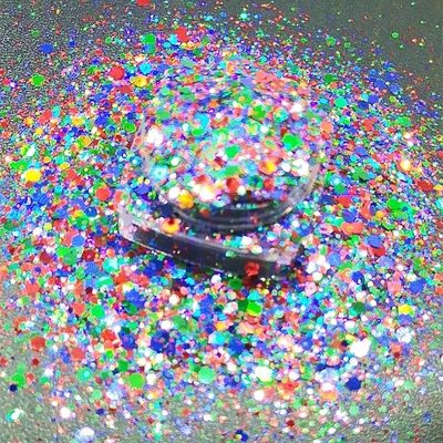 Poliéster Arco iris brillante Caramelo Brillante Mezcla de formas Chunky Confeti Brillante personalizado para sus necesidades