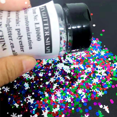 Corazón cuadrado Estrella de la luna Flores Hojas de vidrio de seda de artesanía Uñas navideñas altas mezcla de brillo navideño para un efecto excelente