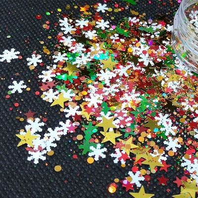 OEM Glitter de Navidad Flor de corazón en forma de uñas Chunky Art Cara cuerpo artesanía DIY Artesanía PET Material de vidrio 1 kg Pedido mínimo