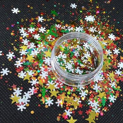 OEM Glitter de Navidad Flor de corazón en forma de uñas Chunky Art Cara cuerpo artesanía DIY Artesanía PET Material de vidrio 1 kg Pedido mínimo