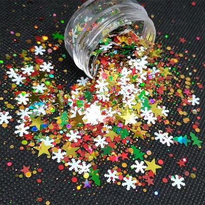 OEM Glitter de Navidad Flor de corazón en forma de uñas Chunky Art Cara cuerpo artesanía DIY Artesanía PET Material de vidrio 1 kg Pedido mínimo