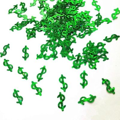 Impresión de corte por die Prop Money Green Dollar Sign Glitter Green Money Sign para producciones teatrales
