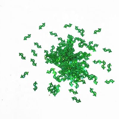 Impresión de corte por die Prop Money Green Dollar Sign Glitter Green Money Sign para producciones teatrales