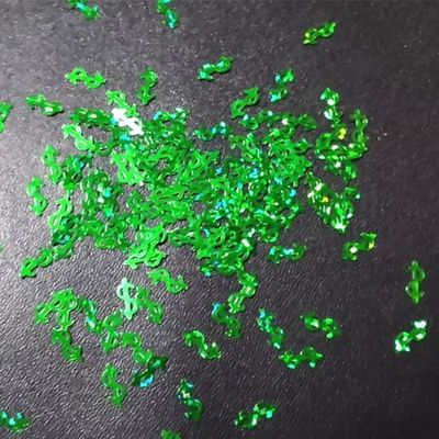 Impresión de corte por die Prop Money Green Dollar Sign Glitter Green Money Sign para producciones teatrales