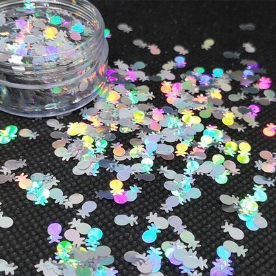 Listo para el envío colorido holográfico de plata de piña forma brillante y material ecológico