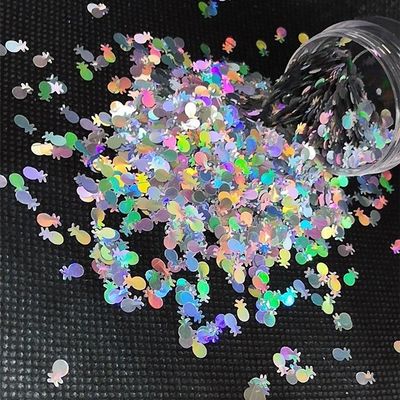 Listo para el envío colorido holográfico de plata de piña forma brillante y material ecológico