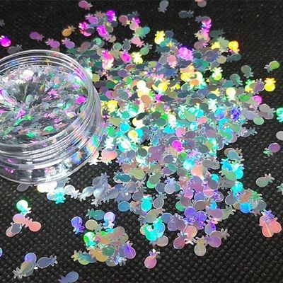 Listo para el envío colorido holográfico de plata de piña forma brillante y material ecológico