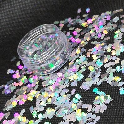 Listo para el envío colorido holográfico de plata de piña forma brillante y material ecológico