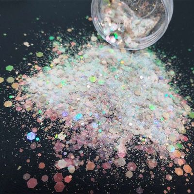 Polvo de brillo artesanal de PET grueso en ópalo a granel ecológico para otros suministros navideños