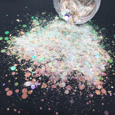 Polvo de brillo artesanal de PET grueso en ópalo a granel ecológico para otros suministros navideños