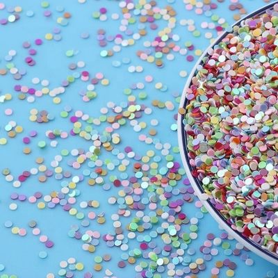 PET ecológico 2mm 3mm Sequins circulares de uña artesanal Brillo ecológico y PET ecológico