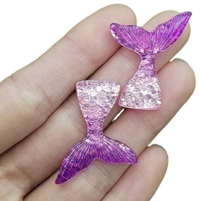Plyester Resina Brillo Sirena de mar con caracol y brillo Sequin Sirena cola Resina espalda plana DIY clip Resina fina artesanía