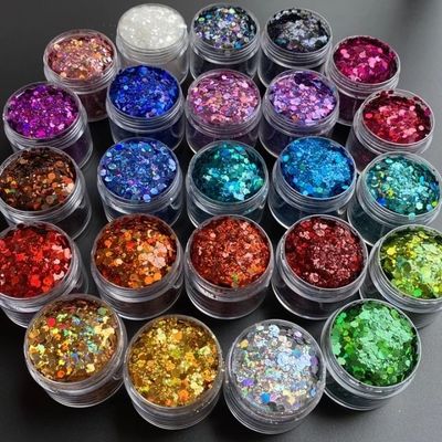1 color Holográfico Chunky Glitter 2 oz 3 oz Botella de embalaje Tumbler Glitter mezclar Chunky Glitter para el corte a presión Impresión