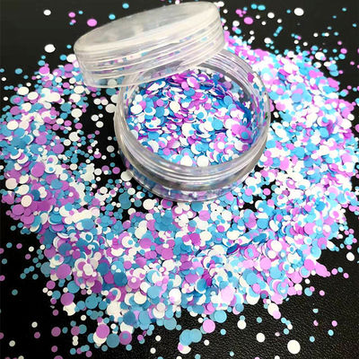 Opción de brillo de aduana Brillo suelto en poliéster para la forma de corazón Estrella luna punto Chunky Mix