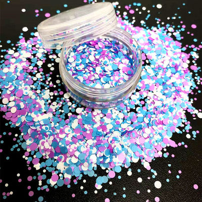 Opción de brillo de aduana Brillo suelto en poliéster para la forma de corazón Estrella luna punto Chunky Mix