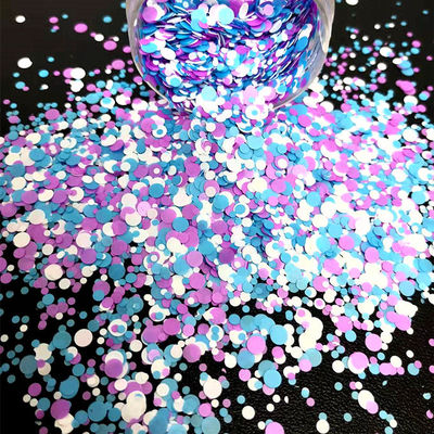 Opción de brillo de aduana Brillo suelto en poliéster para la forma de corazón Estrella luna punto Chunky Mix