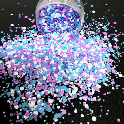 Opción de brillo de aduana Brillo suelto en poliéster para la forma de corazón Estrella luna punto Chunky Mix