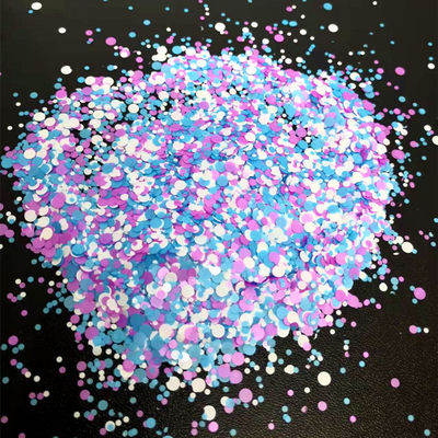 Opción de brillo de aduana Brillo suelto en poliéster para la forma de corazón Estrella luna punto Chunky Mix