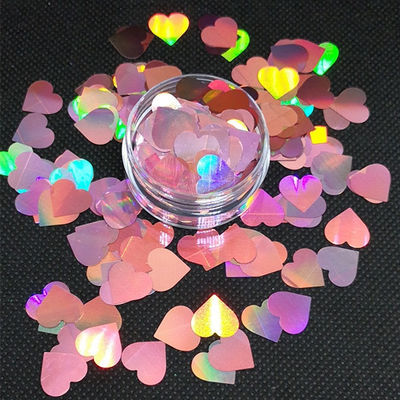 Otros suministros navideños 12 mm Poliéster Corazón rosa Glitter Formas de corazón
