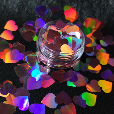 Otros suministros navideños 12 mm Poliéster Corazón rosa Glitter Formas de corazón