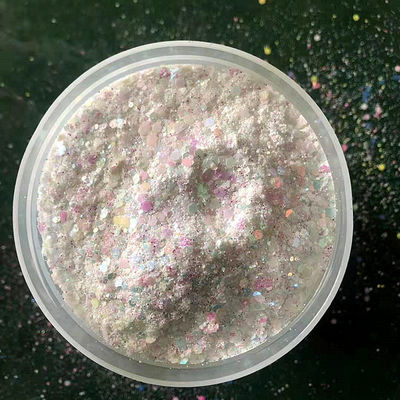 Glitter mezclado hexágono mezclado de Chunky Glitter ecológico resistente a los disolventes poliéster perla iridiscente