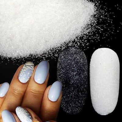 OEM Sí Botella de 10 ml Arte de uñas de invierno Brillo blanco Transparencia Brillo bricolaje Brillo de uñas Brillo Polvo de brillo