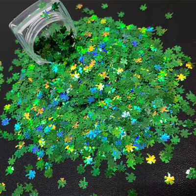 Método de impresión 1 color y excelente efecto de arte de uñas para el día de San Patricio Cuatro hojas de trébol forma brillante