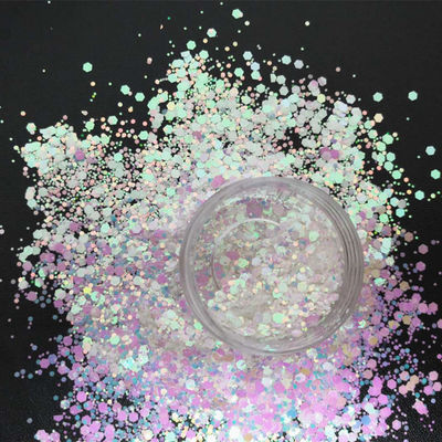 Arte artesanal belleza Nail Art alto brillante iridiscente chunky brillo 1 kg formas brillo a granel para la decoración del evento de la fiesta de bodas