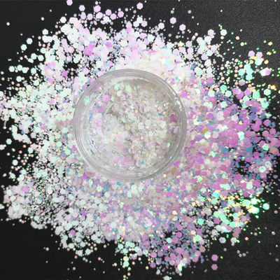 Arte artesanal belleza Nail Art alto brillante iridiscente chunky brillo 1 kg formas brillo a granel para la decoración del evento de la fiesta de bodas