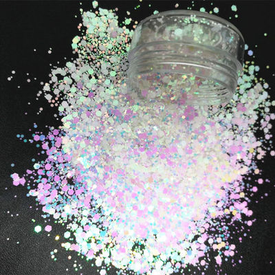Arte artesanal belleza Nail Art alto brillante iridiscente chunky brillo 1 kg formas brillo a granel para la decoración del evento de la fiesta de bodas