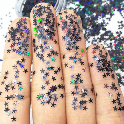 Artesanía Oportunidad Poliéster Estrella Brillante 2.5mm Formas Holográfico Negro para el Cuerpo Nail Art Resina Tumble Estrella Formas