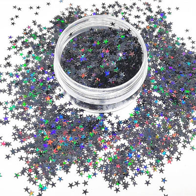 Artesanía Oportunidad Poliéster Estrella Brillante 2.5mm Formas Holográfico Negro para el Cuerpo Nail Art Resina Tumble Estrella Formas