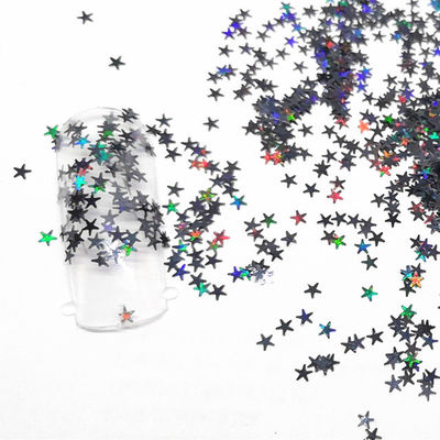 Artesanía Oportunidad Poliéster Estrella Brillante 2.5mm Formas Holográfico Negro para el Cuerpo Nail Art Resina Tumble Estrella Formas