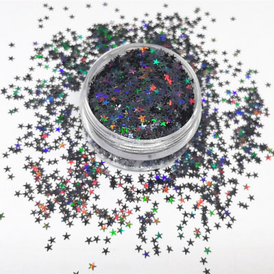 Artesanía Oportunidad Poliéster Estrella Brillante 2.5mm Formas Holográfico Negro para el Cuerpo Nail Art Resina Tumble Estrella Formas