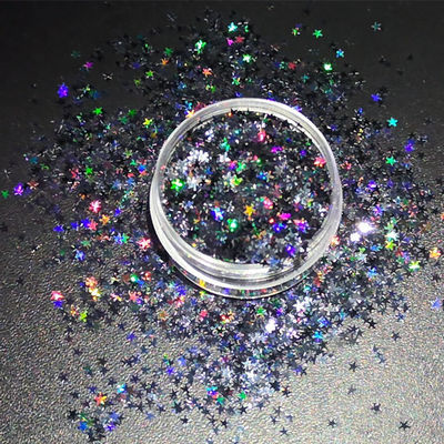 Artesanía Oportunidad Poliéster Estrella Brillante 2.5mm Formas Holográfico Negro para el Cuerpo Nail Art Resina Tumble Estrella Formas