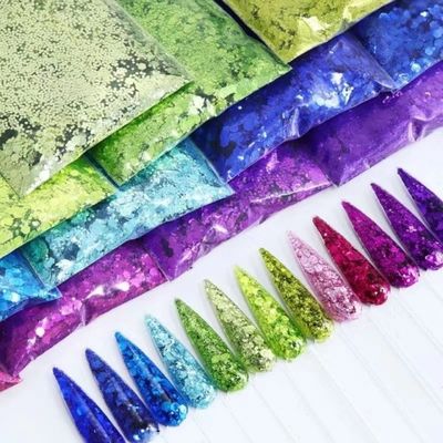 1 kilogramo / bolsas mezclas de Chunky Glitters Polyester mezclado de brillo para la ocasión de Navidad Custom Chunky Glitter DIY