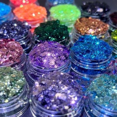 1 kilogramo / bolsas mezclas de Chunky Glitters Polyester mezclado de brillo para la ocasión de Navidad Custom Chunky Glitter DIY