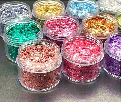 Otros suministros navideños Bling Metal Chunky Glitter Maquillaje Cosmético Glitter Flakes Glitter corporal para sombras de ojos Arte de uñas plástico