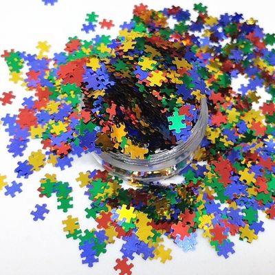 Impresión de corte a presión PUZZLE PET Forma brillante para diseños de puzzles llamativos en mezcla roja azul amarilla verde